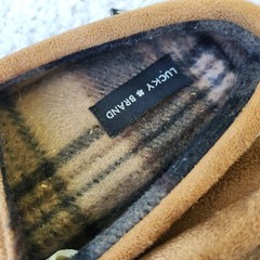 Lucky Brand Kids Brown Plaid Lined Moccasin Slippers Size 2/3