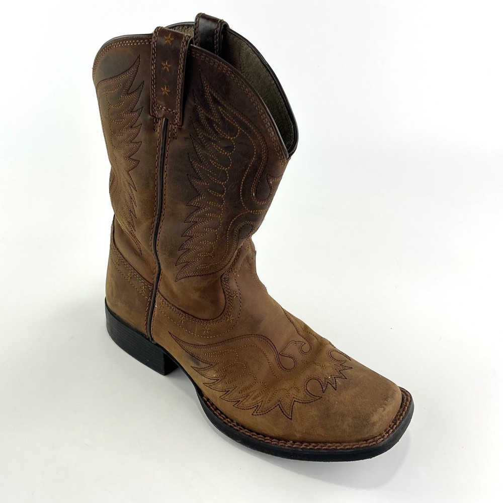 Ariat Honor Boots Youth 4 Brown Leather Square Toe Cowboy Western Kids 10017313