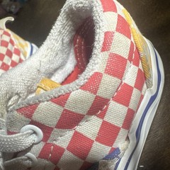 Vans Old Skool Checkerboard Toddler Size 4 Multicolor Red Blue Yellow Shoes