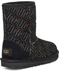 UGG Kids Classic II Graphic Stitch Black Suede Sheepskin Suede US5/UK4/EU37