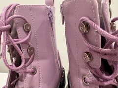 Pink/Lavender Studded Ankle Booties with Lace Up and Side Zip