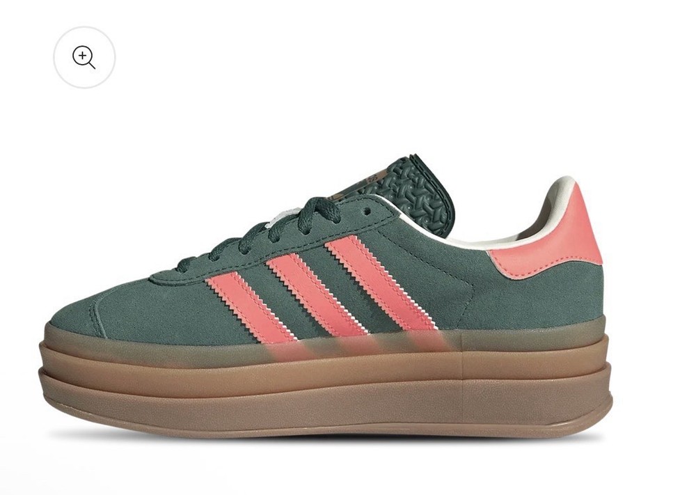 Adidas Gazelle Bold J Collegiate Green Signal Coral Big Kids Size 4.5 Triple Gum
