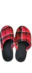 Kids Black/Red Plaid Lined Indoor Slippers Shoes – Size 12/13