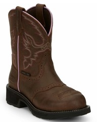 JUSTIN Women’s 5.5 (same as big kid 4) Western Round Steel Toe Leather Work Boot