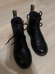 Dr. Martens 1460 J Black Leather Combat Boots Unisex Kids Lace Up Size 5