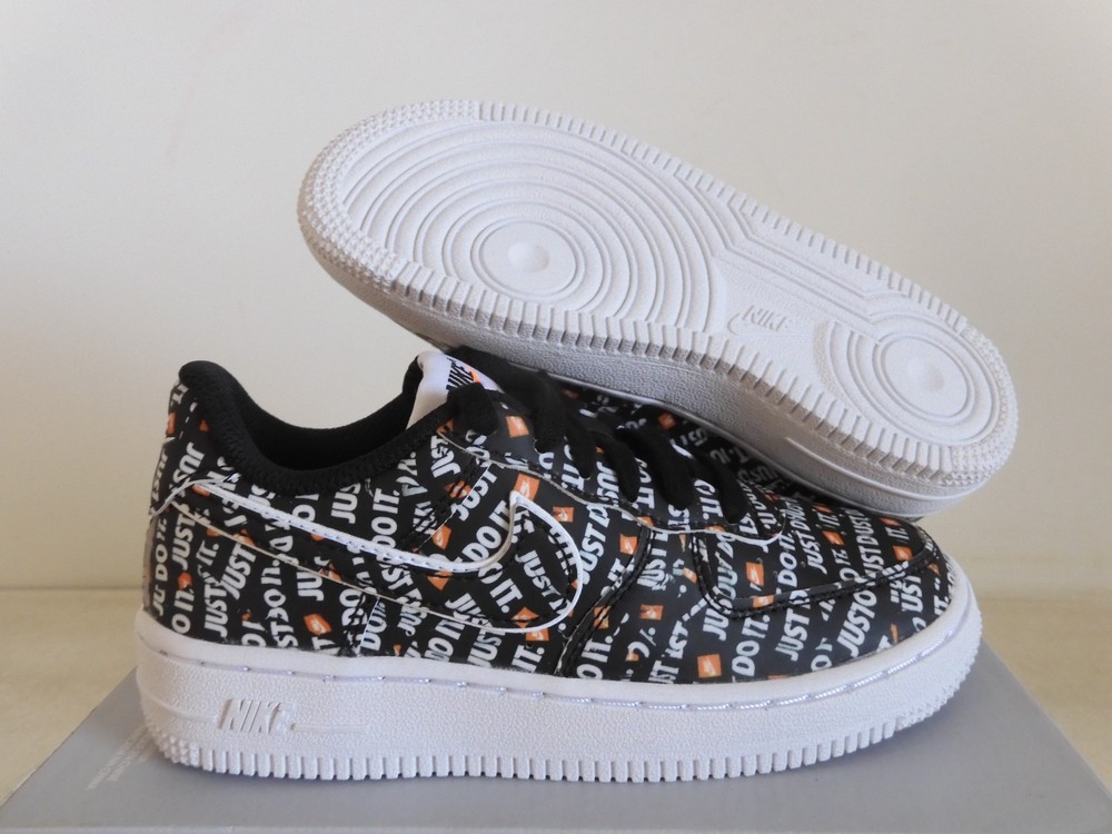 Nike Air Force 1 LV8 (Ps) Just Do It Logo Black-Orange Sz 12c [AT2976-001]