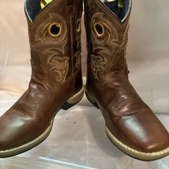 DAN POST Cowboy Buckaroo Square Toe Boots Size Youth 3.5 D Brown Leather Western