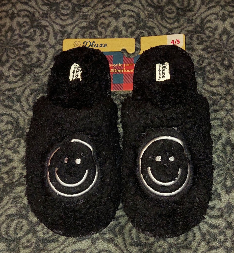 New DLUXE DEARFOAMS Memory Foam Slip On Slippers Youth Kids Sz 4y / 5y NWT