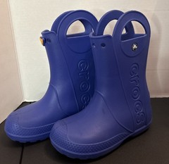 CROCS Blue HANDLE IT Rubber Boots Kids Junior Size 2