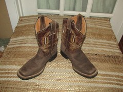 Cuatralba Square Toe Cowboy Western Boots Brown Leather Youth 13 size Mex 20