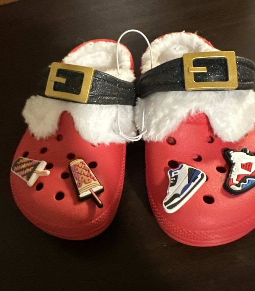 Children’s Crocs, Santa themed, Light weight, classic clog, Red And Black