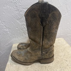 CORRAL Distressed Leather Square Toe Cross Wing Cowboy Boots Sz 2 T Style A1032