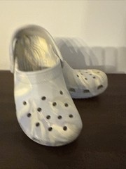 Crocs Grey and Ivory Swirl Classic Clogs Size J1