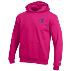 Champion Reverse Weave Logo Youth (Knockout Pink) Powerblend Pullover Hoodie