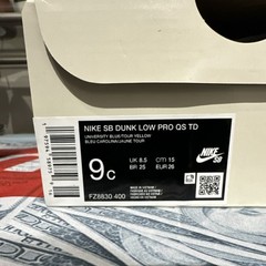 Nike SB Dunk Low Pro QS (TD) University Blue Yellow 9C Unisex Kids Sneaker