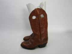 Custom Made Youth Sz 4 EE Brown Leather Lizard Skin Print Buckaroo Cowboy Boots