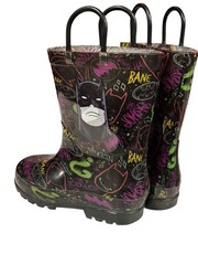 Batman Black Graphic Print Kids Rain Boots Rubber Unisex Size 12