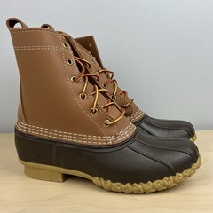 L.L. Bean Kids Duck Boots Size 5.0 Unlined 8” Brown Leather Lace Up NWOT