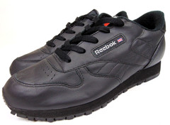 Reebok Classic Black Leather Sneakers Youth Kids Shoes Size 5.5 M, Lace Up