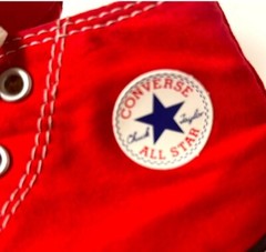 Classic High Top Converse Red With Star logo. Size 9C Unisex.