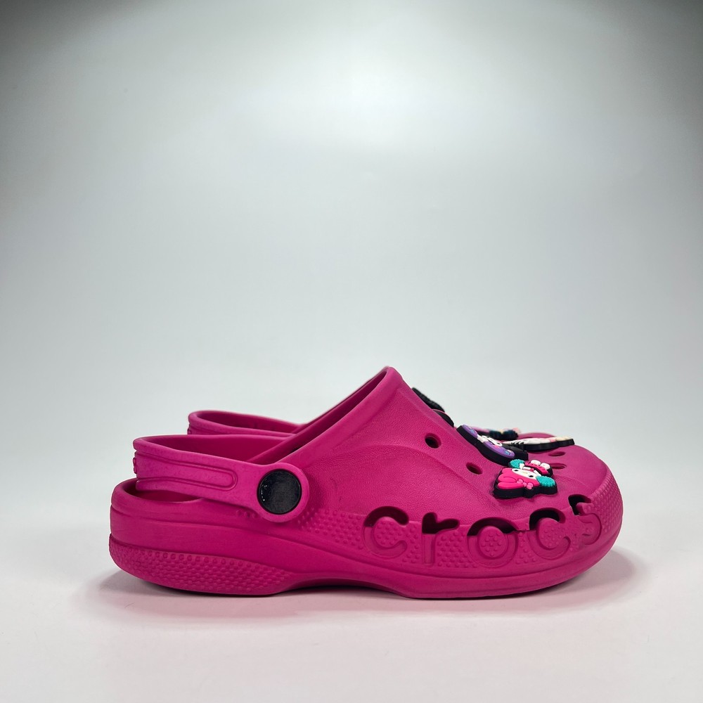 Crocs Baya Clog Bright Pink Lightweight Comfortable Slip On Shoes Youth Size 1