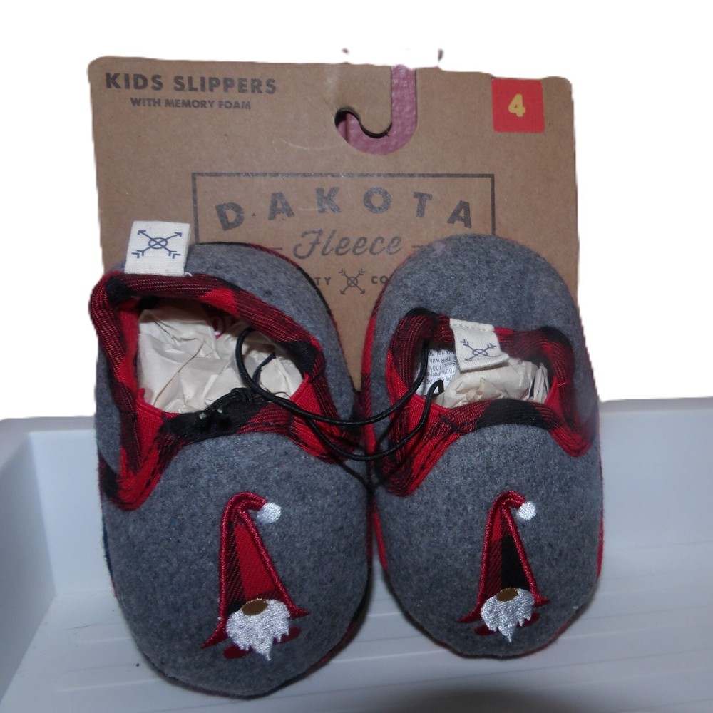 Dakota Fleece Little Boy/Girl Gnome Holiday Slippers 4 Toddler Memory Foam