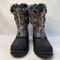 DREAM PAIRS KSnow Grey-Multi Thinsulate WATERPROOF SNOW Boots Girls 5 faux fur