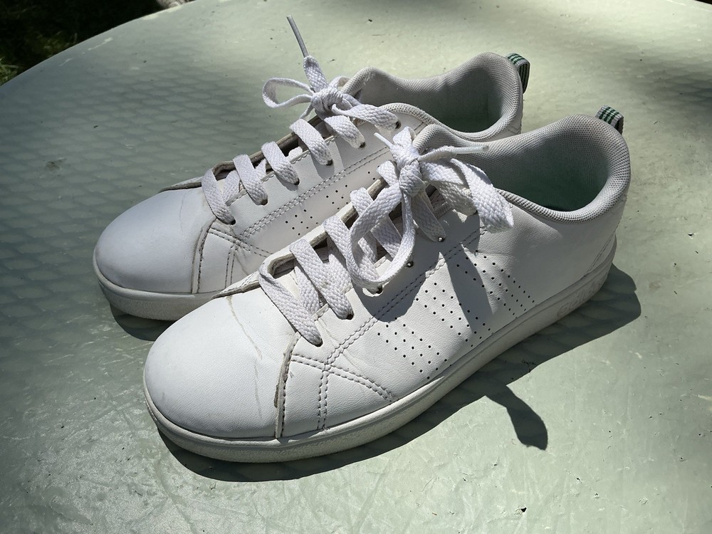 Adidas White/Green VS Advantage Clean Lace Up Sneakers Size 4