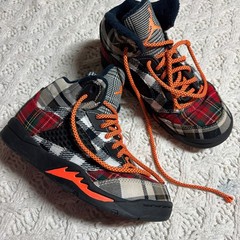 ​Air Jordan Textile Sneakers Multi-Color Tartan Plaid Patchwork US Size 1Y