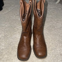 Rollda Childrens Unisex Brown Cowboy Boots Sz 3 LK Square Toe Great Condition