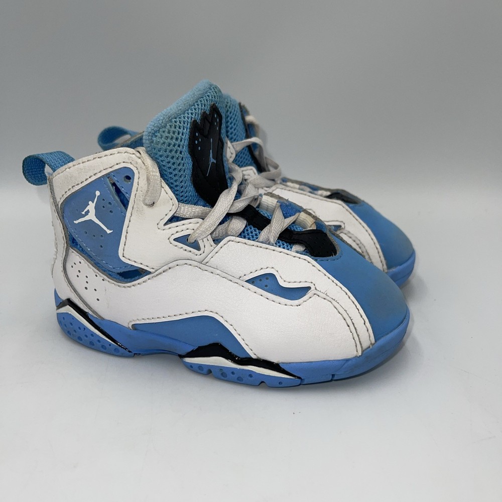 Jordan True Flight 343796 140 White/University Blue-Black Little Kid’s Size 8C