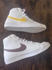 Nike Blazer Mid 77 White Brown Mocha Pecan Vivid Sulfur Yellow 5.5Y Or 7W