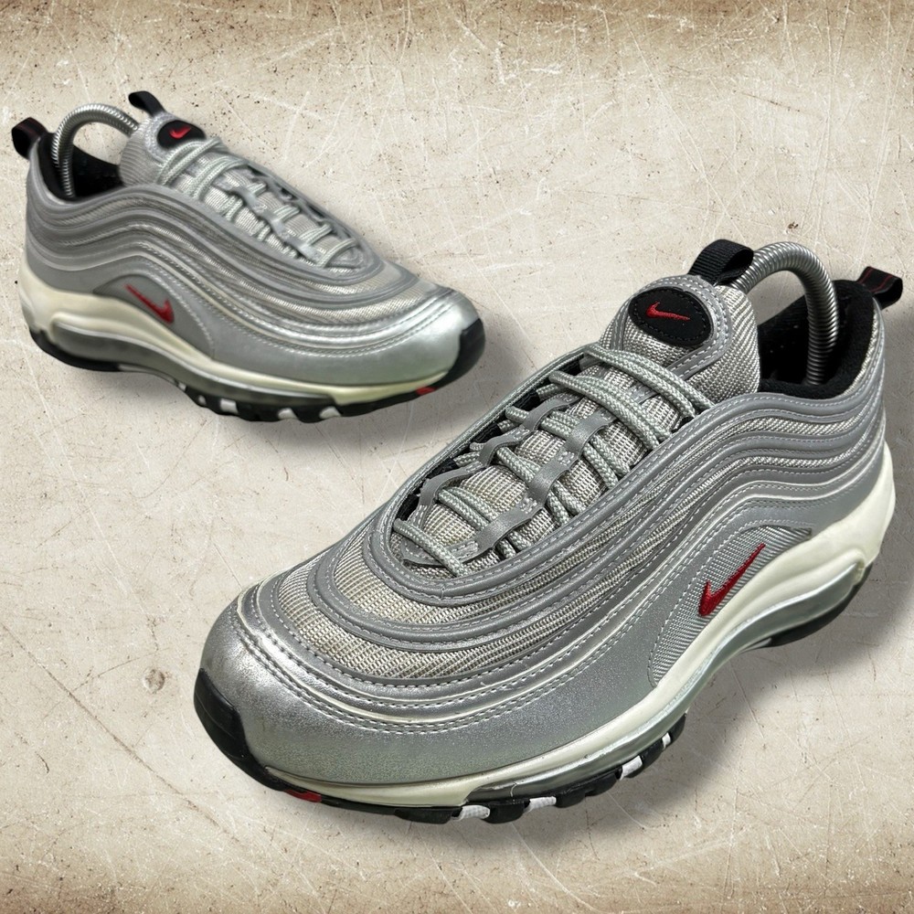 Nike Air Max 97 QS (Gs) Metallic Silver-Red-White-Black Size 7Y 918890-001