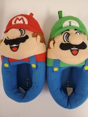 Super Mario Bros, Mario And Luigi Slippers House Shoes Size L 2-3