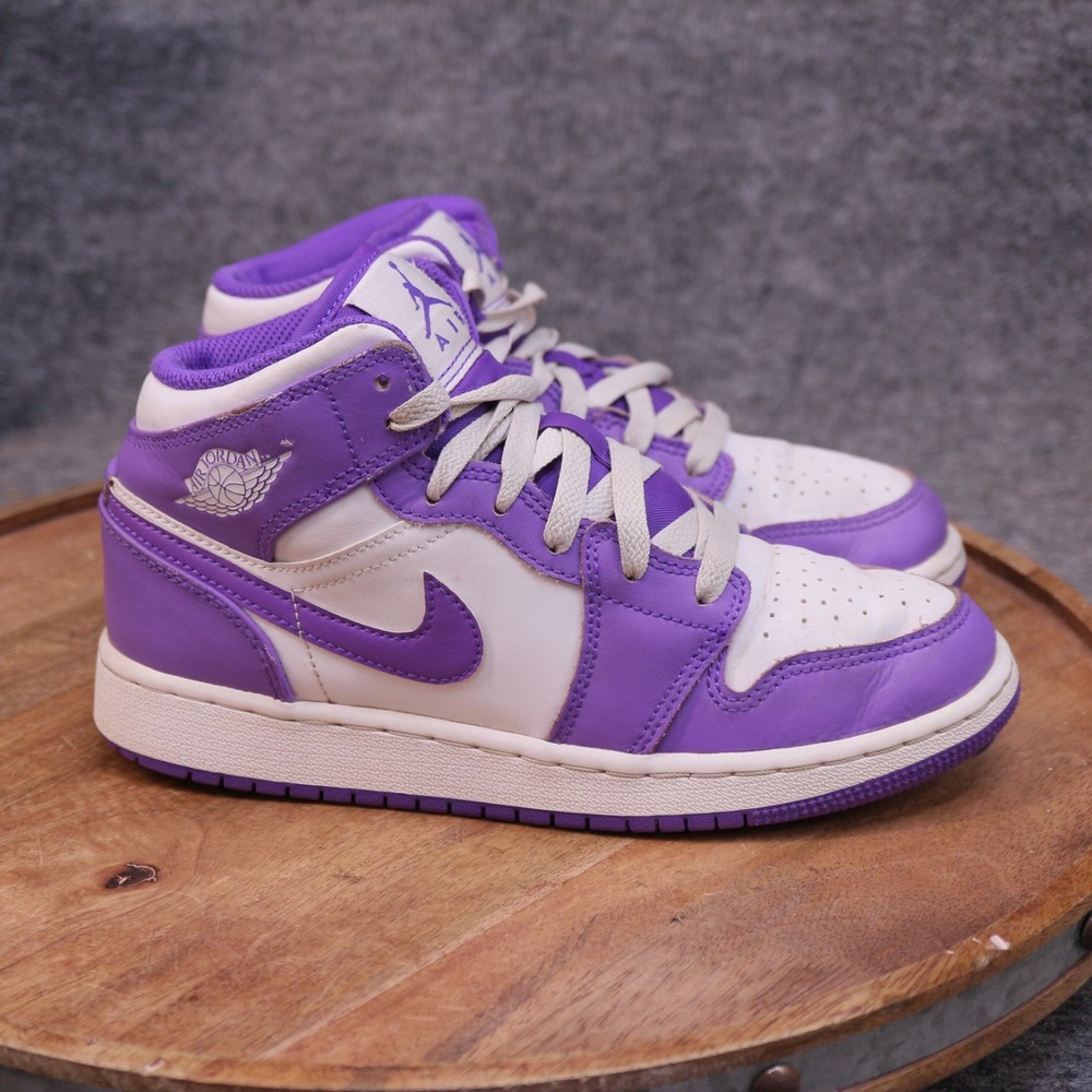 Nike Air Jordan 1 Mid Purple Venom White GS Size 4Y Sneakers Shoes DQ8423-511