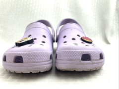 Crocs Unisex Kids Classic Clogs Lavender Size J1 w/Bulldog & Doughnut Jibbitz