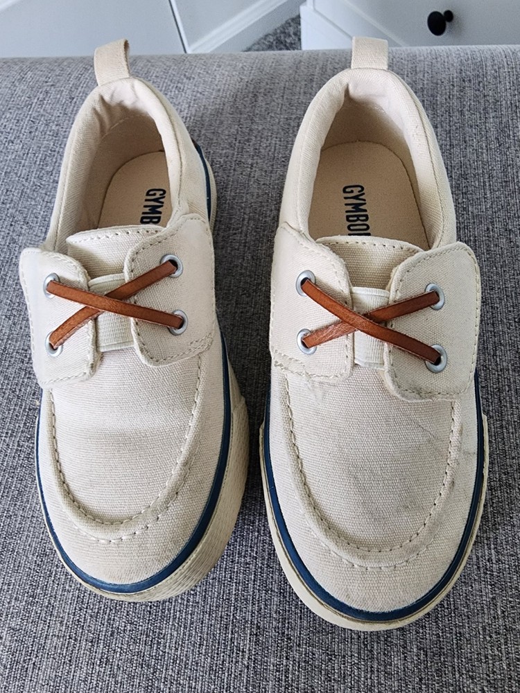 Gymboree Tan Boat Shoes Canvas Lace Up Unisex Kids Size 11 Casual Flat