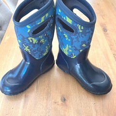 Bogs York Neo Camo Waterproof Insulated Boots Kids Size 12 Blue Green 72736-460