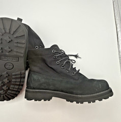 Timberland Roll Top Boots Leather Textile black Kids boys Size 4 one w/o laces