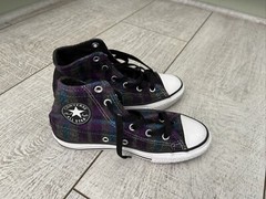 Converse All Star Flannel Plaid High Hi Top Sneakers Youth 3 EU 35 Shoes In EUC
