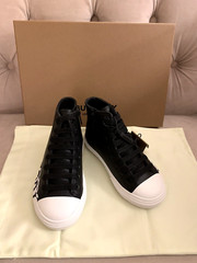 BURBERRY UNISEX LARKHALL LOGO HIGH TOP SNEAKERS – BLACK – 29 EU / 11.5 US – NIB!