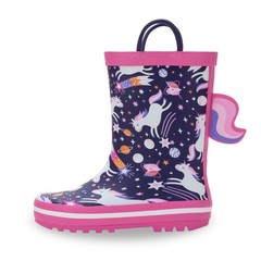 Toddler Rain Boots Kids Rubber Boots, Purple Unicorn, Little Kid Size 11