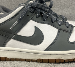 Nike Dunk Low FV0374-100 Gray White Gum Leather Unisex Kids Sneakers 7Y