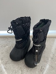 Little Kids Sorel Flurry Black Polka Dot Boots Lined/Insulated