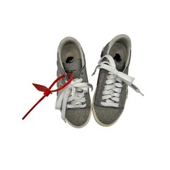 Off-White Kids Low Vulcanized Silver Glitter Sneakers Zip Tie Shoes