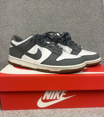 Nike Dunk Low FV0374-100 Gray White Gum Leather Unisex Kids Sneakers 7Y