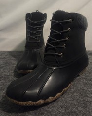 Fab Kids Snow Duck Boots Kids Size 7 Black Grey Sweater Cuff Big Kids