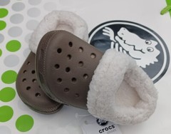 CROCS MAMMOTH BLITZEN POLAR KID BAYA CLOG SHOE~Brown White~Toddler C 6/7~NWT