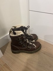 Dr. Martens Brown Leather Fur-Lined Combat Boots size 6.5 women’s
