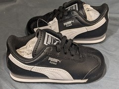 Puma Toddlers Roma Basic Inf Sneakers Lace Up Black/white Size 8 NEW IN BOX!